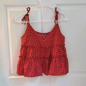 Shein Hearts Crop Top - Red and White